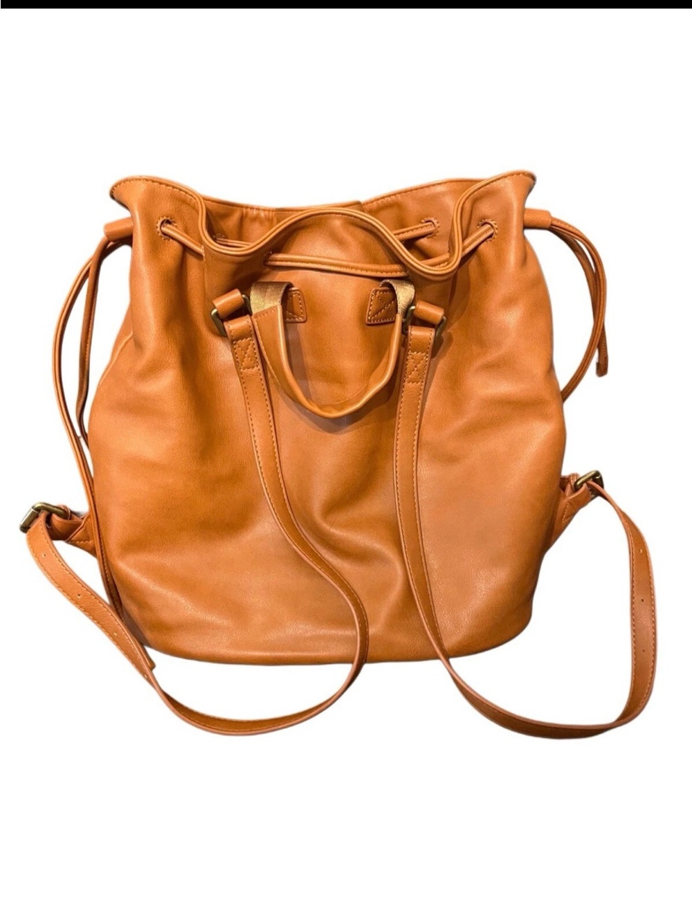 Fawn design Tan Leather Drawstring Tote - Women